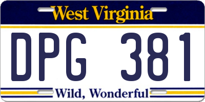 WV license plate DPG381