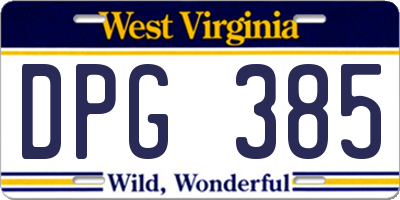 WV license plate DPG385