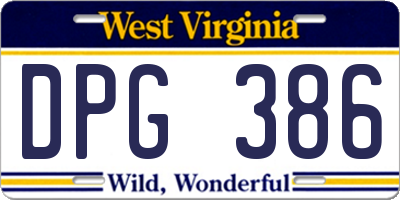 WV license plate DPG386