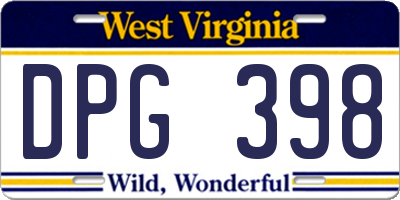 WV license plate DPG398