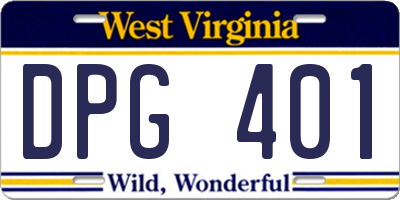 WV license plate DPG401