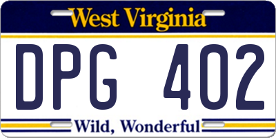 WV license plate DPG402