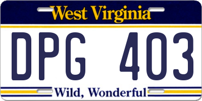 WV license plate DPG403