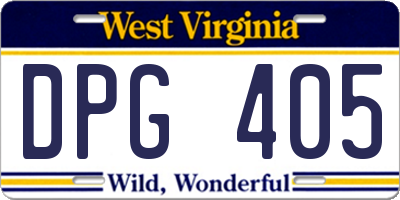 WV license plate DPG405