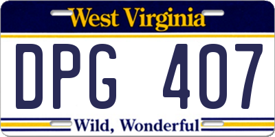 WV license plate DPG407