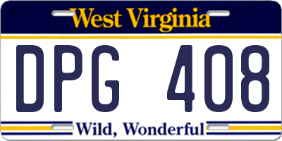 WV license plate DPG408