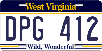 WV license plate DPG412