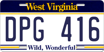 WV license plate DPG416