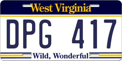WV license plate DPG417