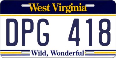 WV license plate DPG418