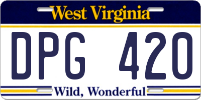 WV license plate DPG420