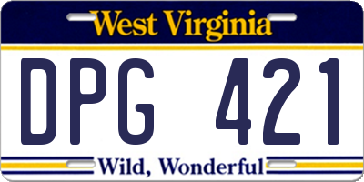 WV license plate DPG421