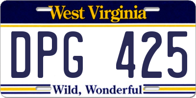 WV license plate DPG425