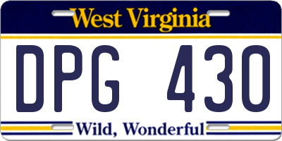 WV license plate DPG430