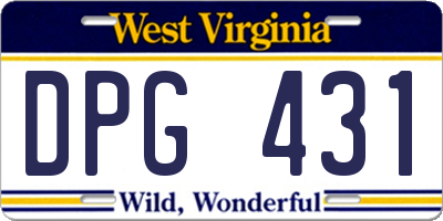 WV license plate DPG431