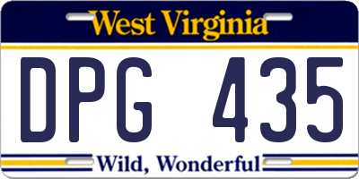 WV license plate DPG435