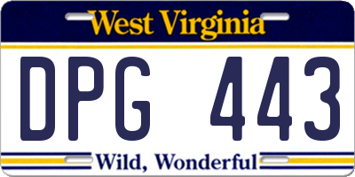 WV license plate DPG443