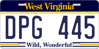 WV license plate DPG445