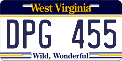 WV license plate DPG455