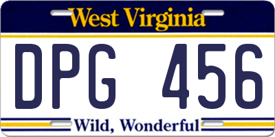 WV license plate DPG456