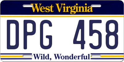 WV license plate DPG458