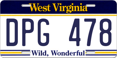 WV license plate DPG478