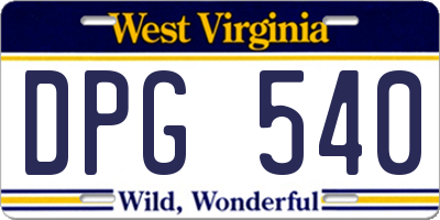 WV license plate DPG540