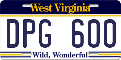 WV license plate DPG600