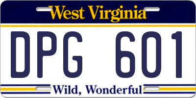 WV license plate DPG601
