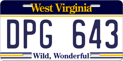 WV license plate DPG643