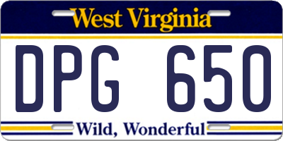 WV license plate DPG650