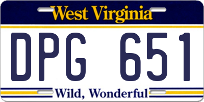 WV license plate DPG651
