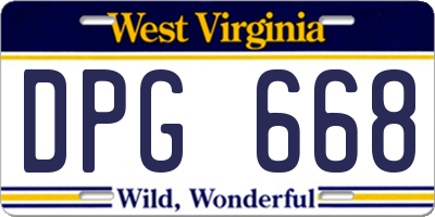 WV license plate DPG668