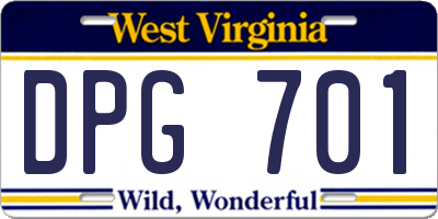 WV license plate DPG701