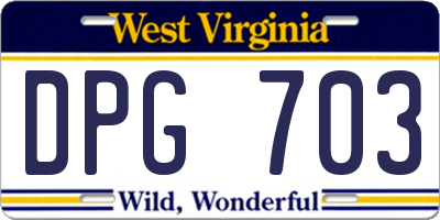 WV license plate DPG703