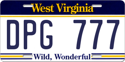 WV license plate DPG777