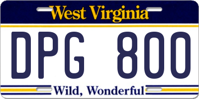 WV license plate DPG800
