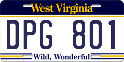 WV license plate DPG801