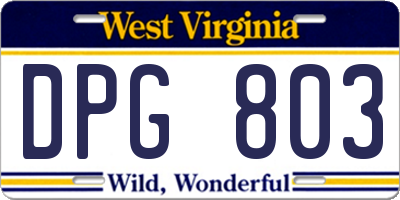 WV license plate DPG803