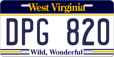 WV license plate DPG820