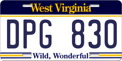 WV license plate DPG830