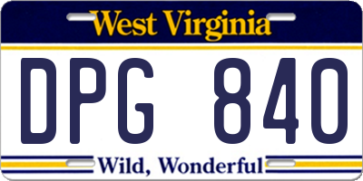 WV license plate DPG840