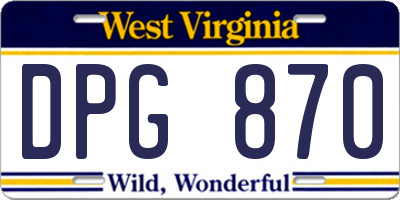 WV license plate DPG870