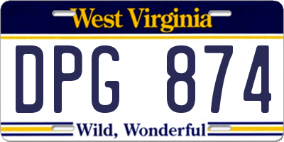 WV license plate DPG874