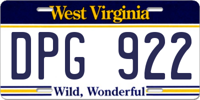 WV license plate DPG922