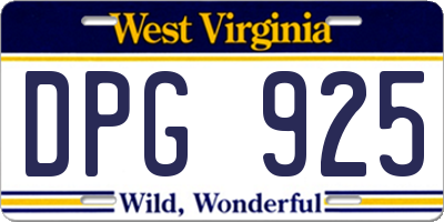 WV license plate DPG925