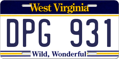 WV license plate DPG931