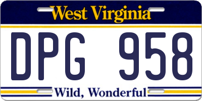 WV license plate DPG958