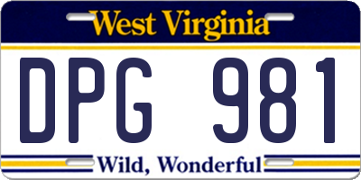 WV license plate DPG981