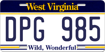 WV license plate DPG985